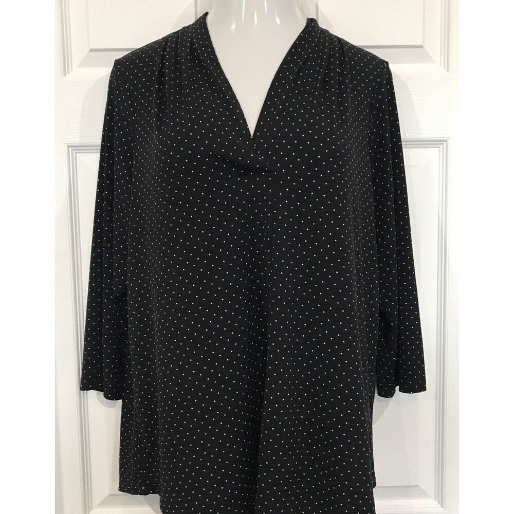Charter Club Plus Size Scarf V Neck Tunic Top Blouse Liquid Knit Polka Dot 1X